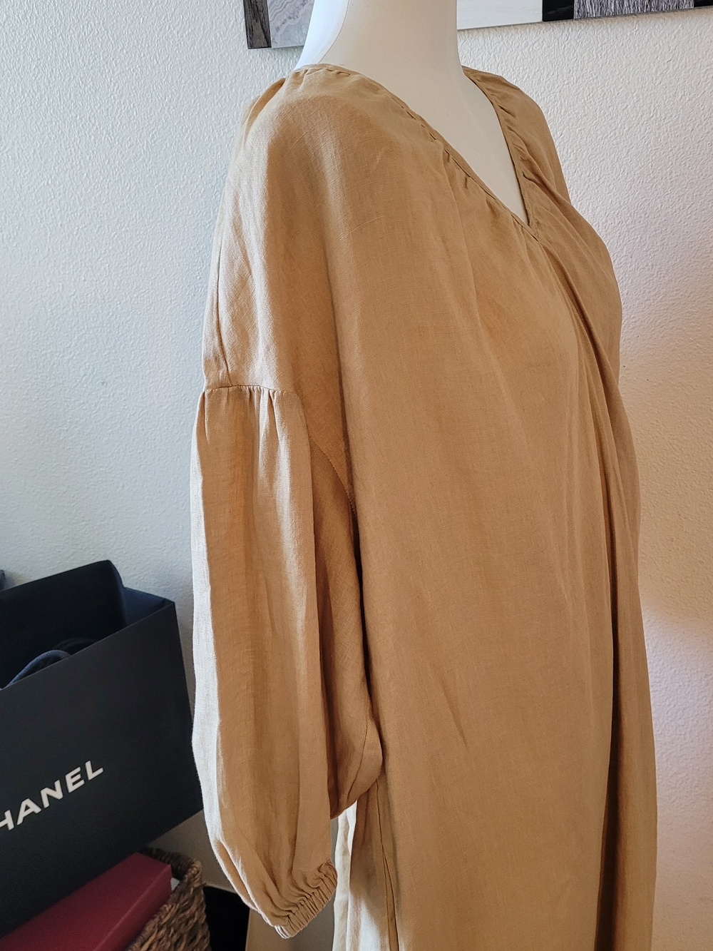 Banana Republic Flowing European Flax Linen Maxi Dress in Light Gold - Picture 9 of 11